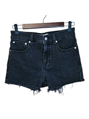 Madewell The Perfect Jean Short 26 Washed Black Cutoff Raw Hem Denim Cut Offs